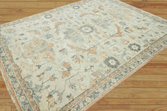 8x10 Hand Knotted 100% Wool Oushak Traditional Oriental Area Rug Gray, Peach Color