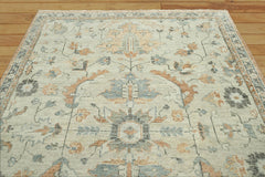 8x10 Hand Knotted 100% Wool Oushak Traditional Oriental Area Rug Gray, Peach Color