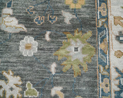 9x12 Hand Knotted Turkish Oushak 100% Wool Transitional Oriental Area Rug Gray, Ivory Color