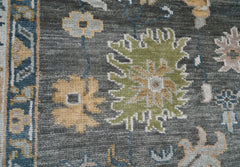 9x12 Hand Knotted Turkish Oushak 100% Wool Transitional Oriental Area Rug Gray, Ivory Color