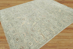 8x10 Hand Knotted 100% Wool Traditional Oriental Area Rug Light Gray Color
