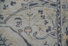 9x12 Hand Knotted Turkish Oushak 100% Wool Transitional Oriental Area Rug Bluish Gray, Beige Color