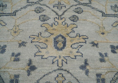 9x12 Hand Knotted Turkish Oushak 100% Wool Transitional Oriental Area Rug Bluish Gray, Beige Color