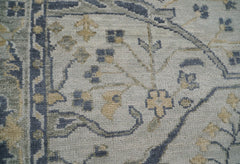 9x12 Hand Knotted Turkish Oushak 100% Wool Transitional Oriental Area Rug Bluish Gray, Beige Color
