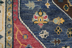 9x12 Hand Knotted Turkish Oushak 100% Wool Transitional Oriental Area Rug Blue, Raspberry Color