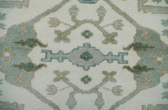 9x12 Hand Knotted LoomBloom Muted Turkish Oushak 100% Wool Transitional Oriental Area Rug Ivory, Sea Foam Color