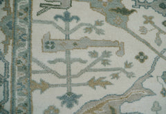 9x12 Hand Knotted LoomBloom Muted Turkish Oushak 100% Wool Transitional Oriental Area Rug Ivory, Sea Foam Color