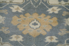 9x12 Hand Knotted LoomBloom Muted Turkish Oushak 100% Wool Transitional Oriental Area Rug Grayish Blue, Ivory Color