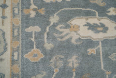 9x12 Hand Knotted LoomBloom Muted Turkish Oushak 100% Wool Transitional Oriental Area Rug Grayish Blue, Ivory Color