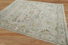 8x10 Gray LoomBloom Hand Knotted Traditional All-Over Oushak 100% Wool Oriental Area Rug