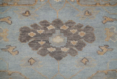 9x12 Hand Knotted LoomBloom Muted Turkish Oushak 100% Wool Transitional Oriental Area Rug Light Blue, Gray Color