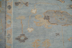 9x12 Hand Knotted LoomBloom Muted Turkish Oushak 100% Wool Transitional Oriental Area Rug Light Blue, Gray Color