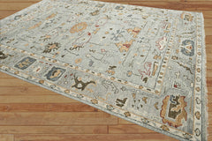 Multi Size Gray, Beige Hand Knotted Indo Oushak 100% Wool Traditional Oriental Area Rug
