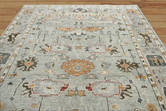 Multi Size Gray, Beige Hand Knotted Indo Oushak 100% Wool Traditional Oriental Area Rug