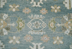 9x12 Hand Knotted LoomBloom Muted Turkish Oushak 100% Wool Transitional Oriental Area Rug Blue, Ivory Color