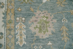 9x12 Hand Knotted LoomBloom Muted Turkish Oushak 100% Wool Transitional Oriental Area Rug Blue, Ivory Color