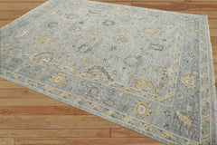9x12 Gray LoomBloom Hand Knotted Traditional All-Over Oushak 100% Wool Oriental Area Rug
