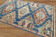 Multi Size Blue Hand Knotted Indo Oushak 100% Wool Arts & Crafts Oriental Area Rug