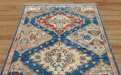 Multi Size Blue Hand Knotted Indo Oushak 100% Wool Arts & Crafts Oriental Area Rug