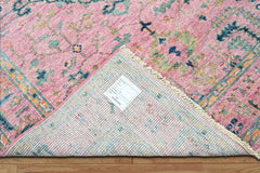 5x7 Pink LoomBloom Hand Knotted Transitional Patterned Oushak 100% Wool Oriental Area Rug