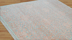 Multi Size Hand Knotted LoomBloom Muted Turkish Oushak 100% Wool Transitional Oriental Area Rug Blush, Aqua Color