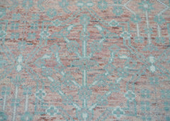 10x14 Hand Knotted LoomBloom Muted Turkish Oushak 100% Wool Transitional Oriental Area Rug Blush, Aqua Color
