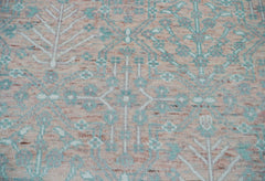 10x14 Hand Knotted LoomBloom Muted Turkish Oushak 100% Wool Transitional Oriental Area Rug Blush, Aqua Color
