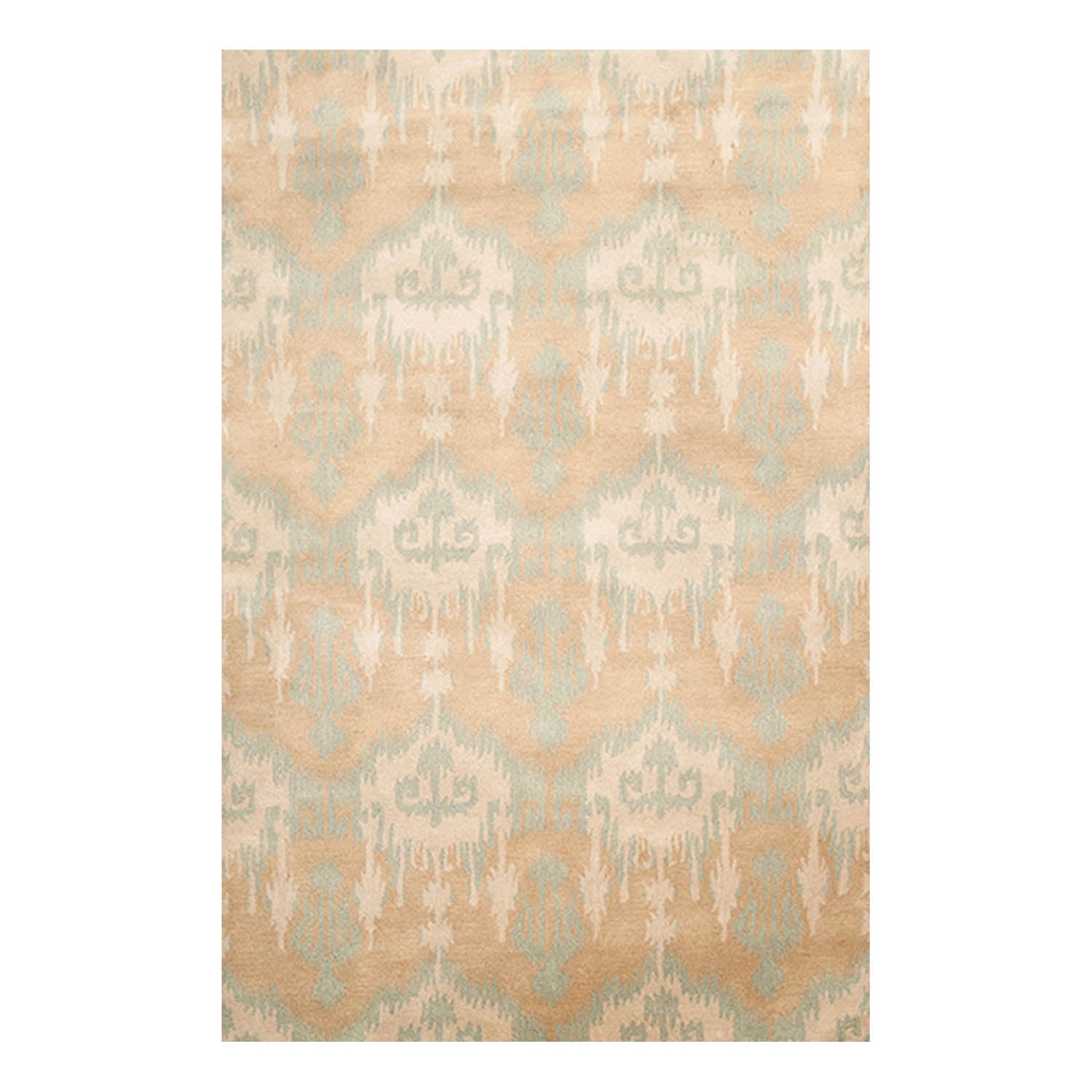 5' 1''x7' 8'' Tan Aqua Beige Color Hand Tufted Hand Made 100% Wool Modern & Contemporary Oriental Rug