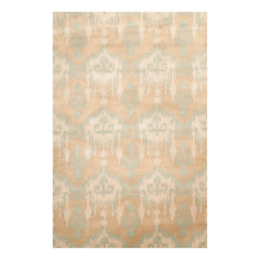 5' 1''x7' 8'' Tan Aqua Beige Color Hand Tufted Hand Made 100% Wool Modern & Contemporary Oriental Rug