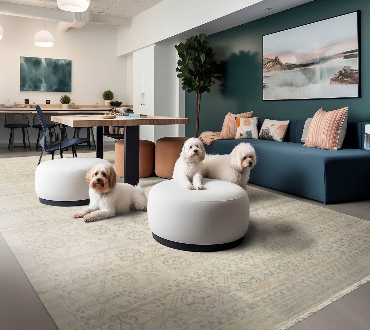 10 x 14 Gray Beige Color Hand Knotted All-Over 100% Wool Transitional Oriental Rug