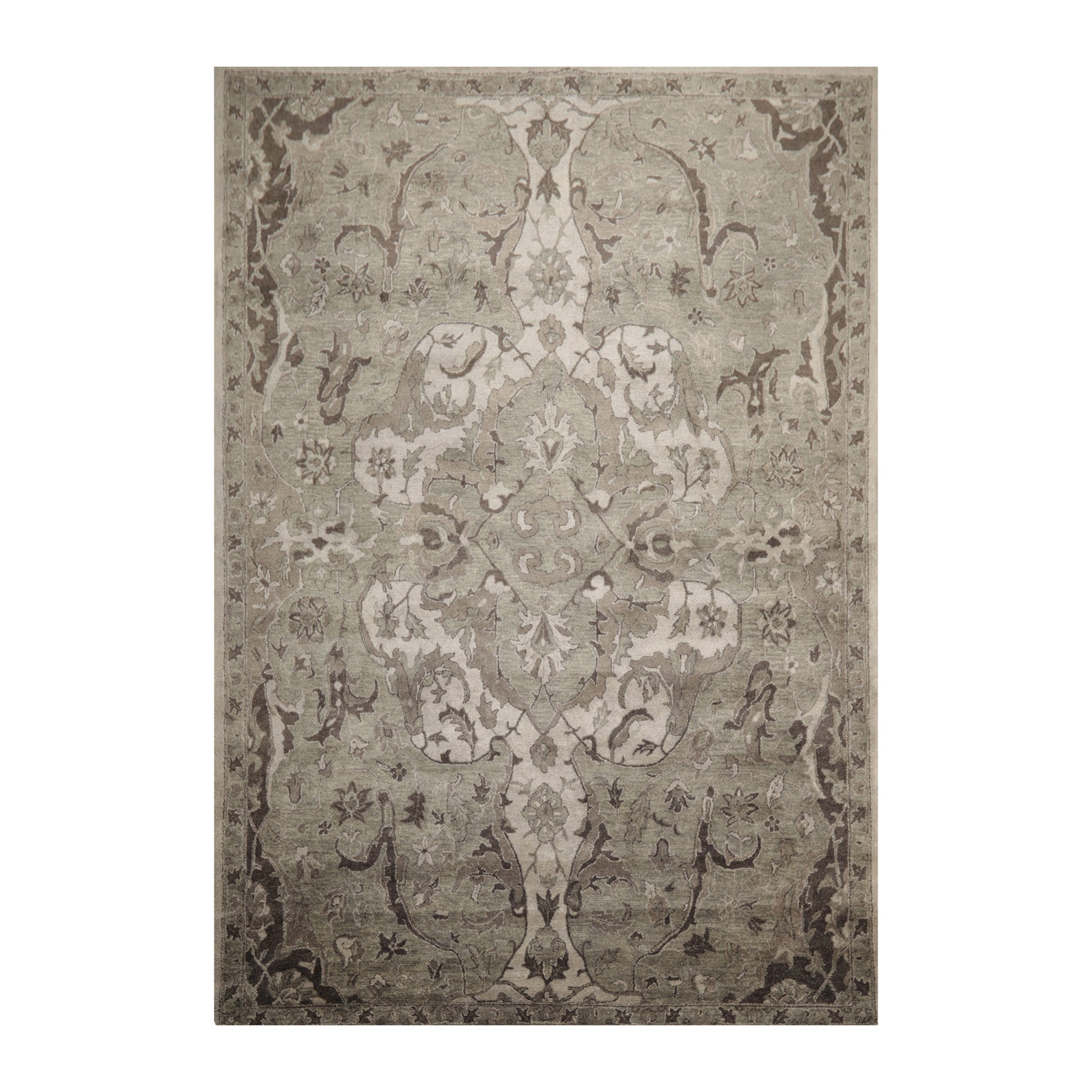 5' 00"x8' 00" Light Gray Moss Dark Gray Color Hand Tufted Persian 100% Wool Traditional Oriental Rug
