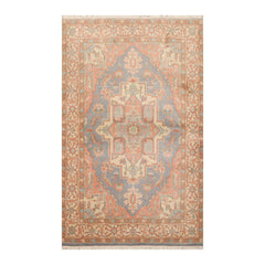 4' 4''x6' 3'' Slate Salmon Beige Color Hand Knotted Persian 100% Wool Traditional Oriental Rug