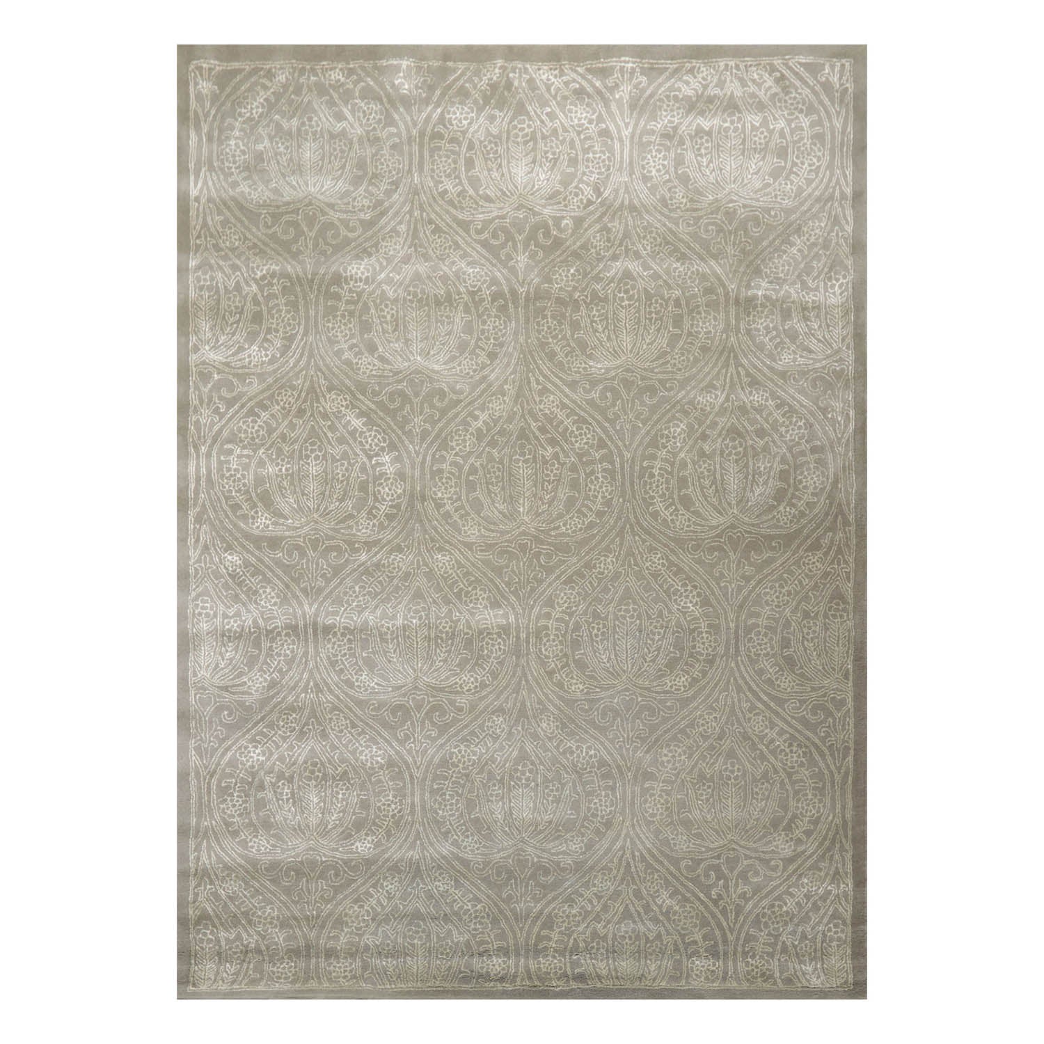 8' x11' Tone On Tone Moss Color Hand Tufted Hand Made Art Silk Transitional Oriental Rug