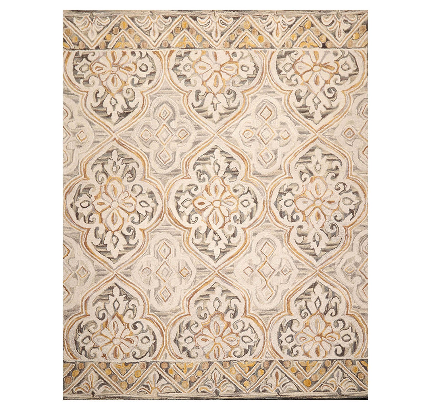 8' x10' Beige Brown Gold Color Hand Tufted Hand Made 100% Wool Transitional Oriental Rug