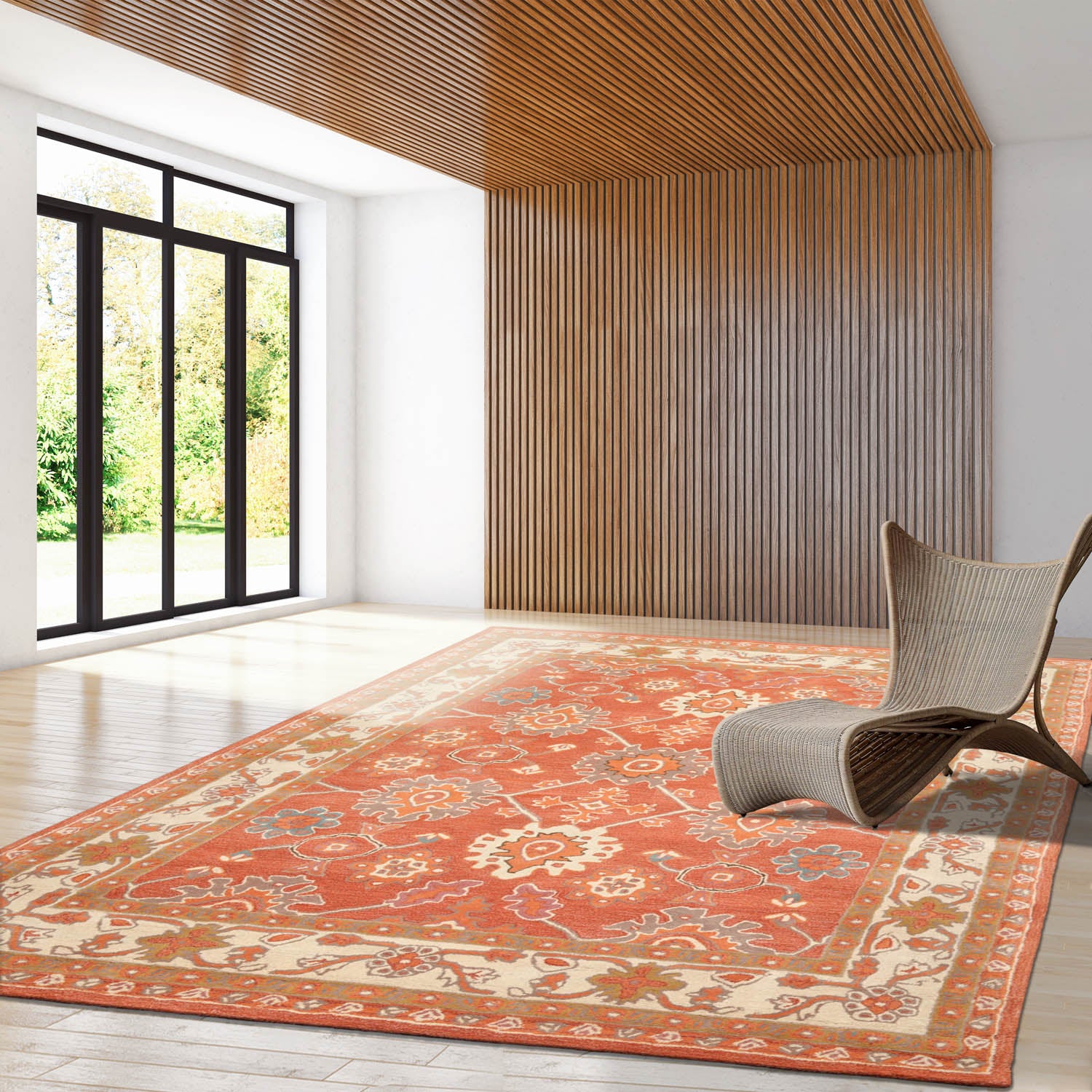 Multi Size Orange, Beige, Gold Color Hand Tufted All-Over 100% Wool Traditional Oriental Rug