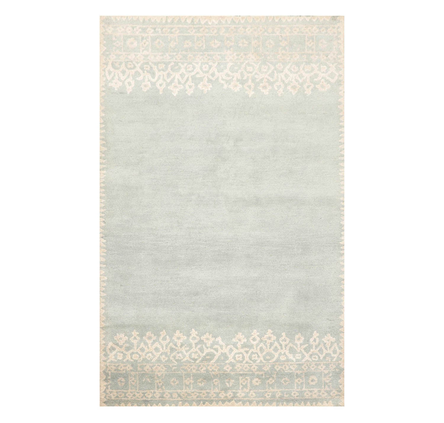 5' x8' Aqua Beige Color Hand Tufted Hand Made 100% Wool Transitional Oriental Rug