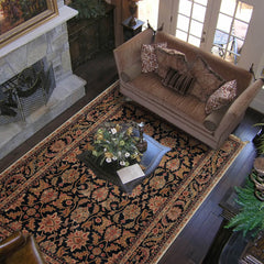 9x12 Black Tan Rust Color Hand Woven Machine Made New Zealand Wool Traditional Oriental Rug