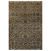 3' 11''x5' 8'' Aqua Brown Color Hand Knotted Indo Tibetan New Zealand Wool Transitional Oriental Rug
