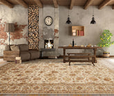 8x10 Ivory Light Gold Tan Color Hand Knotted Sino Persian Wool and Silk Traditional Oriental Rug