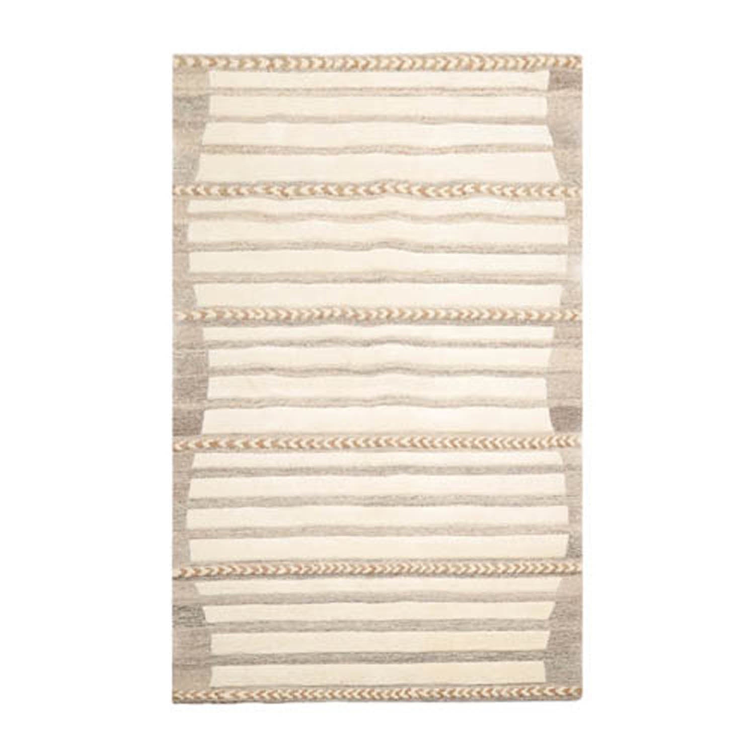 5' x8' Ivory Tan Brown Color Hand Tufted Hand Made 100% Wool Modern & Contemporary Oriental Rug