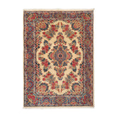 3' 6''x5' Ivory Blue Black Color Hand Knotted Persian 100% Wool Traditional Oriental Rug