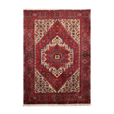 3' 5''x5' Red Ivory Blue Color Hand Knotted Persian 100% Wool Traditional Oriental Rug