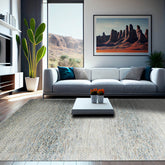 9' x12' Gray Beige Blue Color Hand Knotted Hand Made 100% Wool Modern & Contemporary Oriental Rug