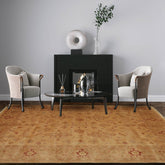 8' 1''x10' 1'' Tan Light Gold Rust Color Hand Knotted Oushak 100% Wool Traditional Oriental Rug