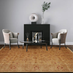 8' 1''x10' 1'' Tan Light Gold Rust Color Hand Knotted Oushak 100% Wool Traditional Oriental Rug