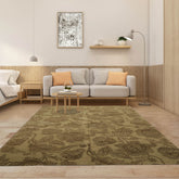 6' x9' Olive Green Moss Color Hand Knotted Tibetan Wool and Silk Transitional Oriental Rug