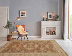 5' 10''x8' 10'' Mocha Beige Aqua Color Hand Knotted Oriental 100% Wool Traditional Oriental Rug
