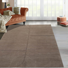 6' x8' 10'' Tone on Tone Taupe Color Hand Knotted Tibetan Wool and Silk Modern & Contemporary Oriental Rug