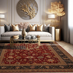 7' 9''x10' 4'' Red Black Gold Color Hand Knotted Persian 100% Wool Traditional Oriental Rug