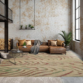 8' 5''x11' 6'' Beige Brown Cranberry Color Hand Knotted Persian 100% Wool Modern & Contemporary Oriental Rug